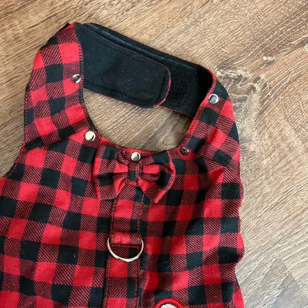 Biker Dog Dress Buffalo Plaid Punk Style Skulls Size Small Best fits